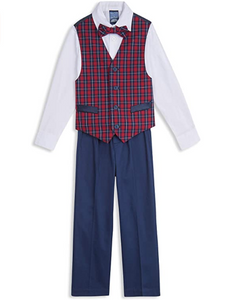 Nautica set de chaleco de 4 piezas para niños con camisa de vestir, corbatín, chaleco y pantalones  NDP-66