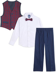 Nautica set de chaleco de 4 piezas para niños con camisa de vestir, corbatín, chaleco y pantalones  NDP-66