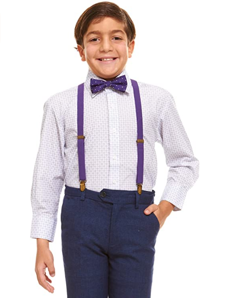 Camisa de vestir para niño con pajarita y tirantes a juego NDP-69