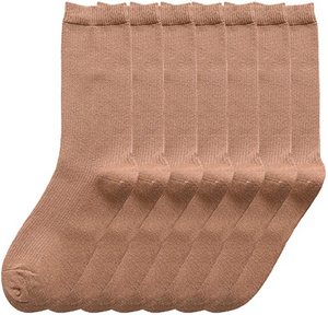 Calcetines sueltos para mujer y niña, 7 pares, color sólido, finos, informales, de algodón, calcetines cortos color  Marrón NDP-77