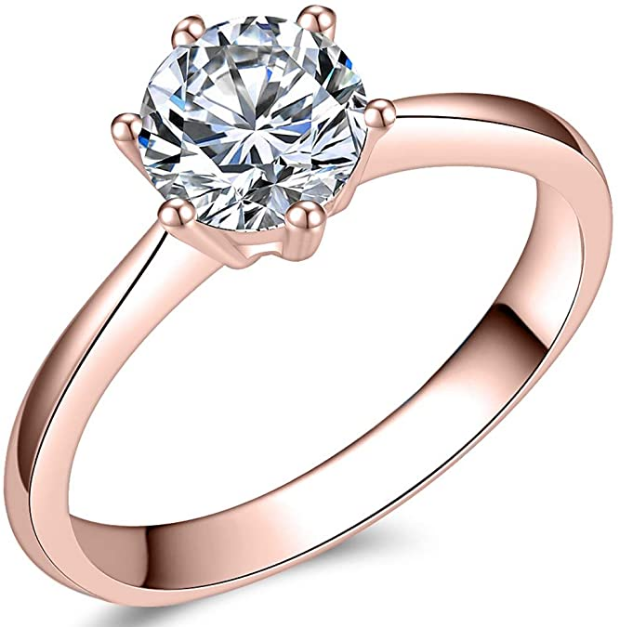 Anillo de compromiso de acero inoxidable clásico de 1,0 quilates  NDP54