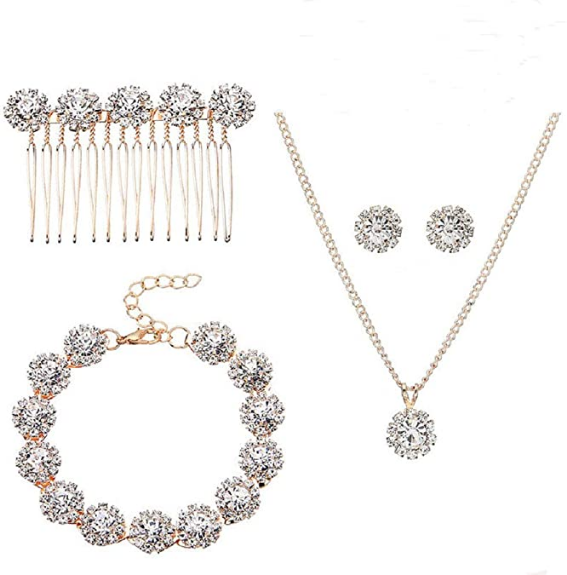Joyas de boda para novias con peine lateral de cristal, 5 unidades NDP-46