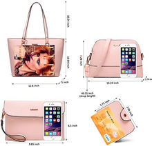 Cargar imagen en el visor de la galería, Bolso de mano para mujer, con asas superiores, juego de 4 piezas  NDP-63
