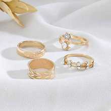 Cargar imagen en el visor de la galería, Juego de anillos de oro con forma de nudillos tallados para los dedos, elegantes accesorios de mano para mujeres y niñas (paquete de 13)  NDP-52

