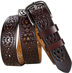 Cinturón de piel con diseño de flores NDP3