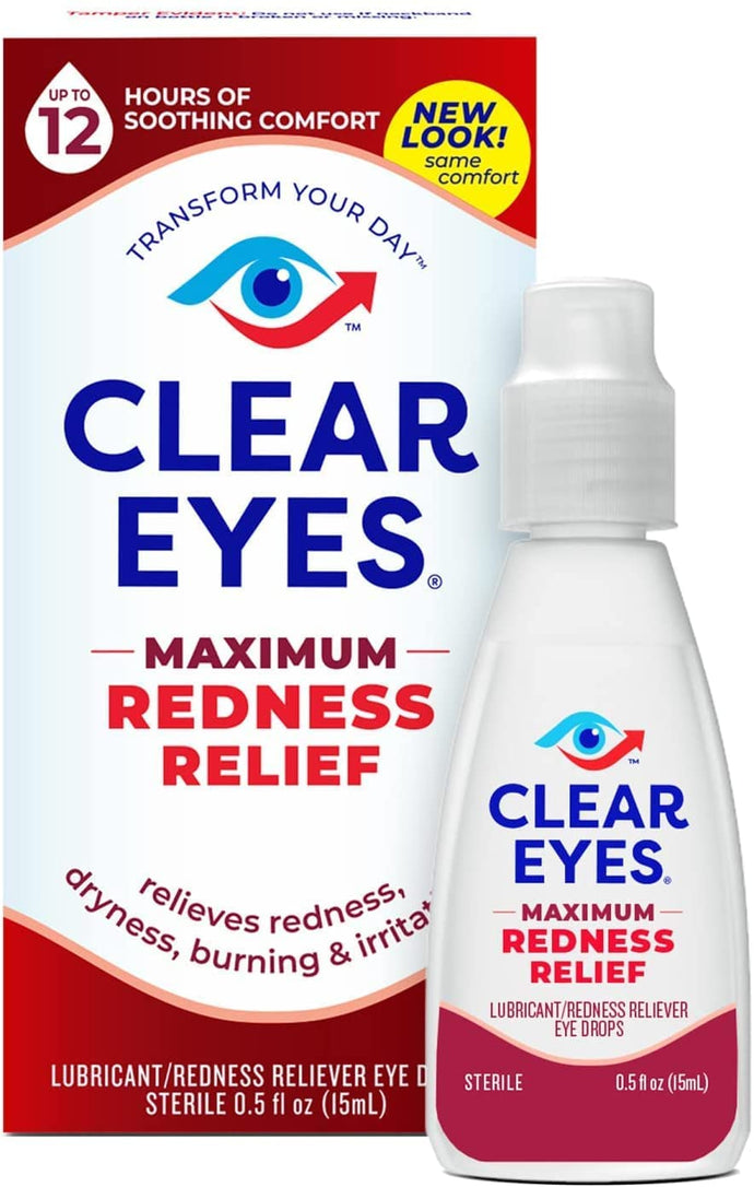 Clear Eyes | Gotas para los ojos de alivio máximo del enrojecimiento | 0.5 onzas líquidas