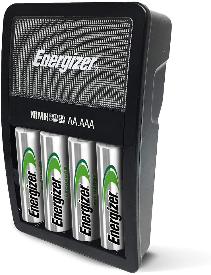 Energizer CH1HRWB-4 - Cargador de pilas AA/AAA con 4 pilas AA NiMH  recargables (carga pilas AA o AAA en 1 hora o menos)