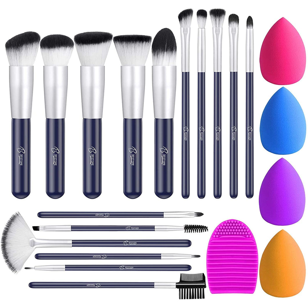 Juego de 16 brochas de maquillaje, 4 esponjas de belleza y 1 limpiador de pinceles  NDP51