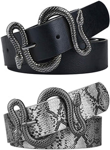 Cinturones para mujer de cuero de moda con hebilla de serpiente NDP13