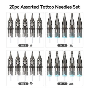20 agujas de cartucho de tatuaje de tamaño mixto para máquina de tatuaje NDP70