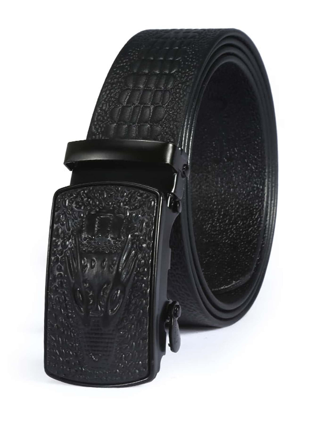 Cinturón en relieve de cocodrilo con hebilla automática para hombre