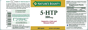 5-HTP, apoyo de ánimo tranquilo y relajado, 100 mg, 60 cápsulas