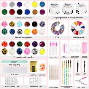 Kit de uñas acrílicas - Kit de manicura y uñas en polvo acrílico de 36 colores