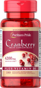 Concentrado de fruta de arándano más vitamina D3-180 cápsulas