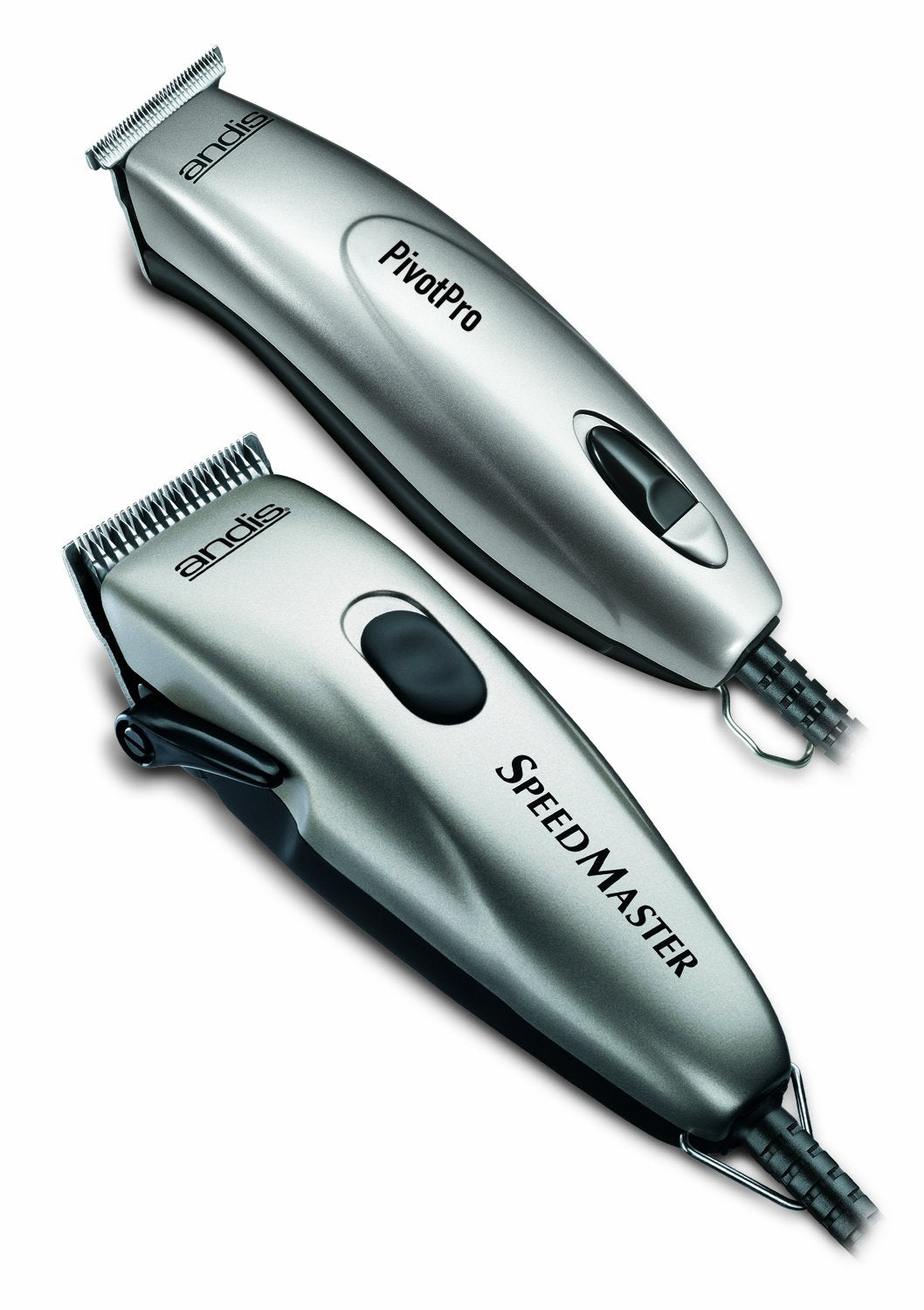 Andis 23965 Juego profesional de cortapelos y recortador de barba PivotPro y SpeedMaster, plateado NDP-22