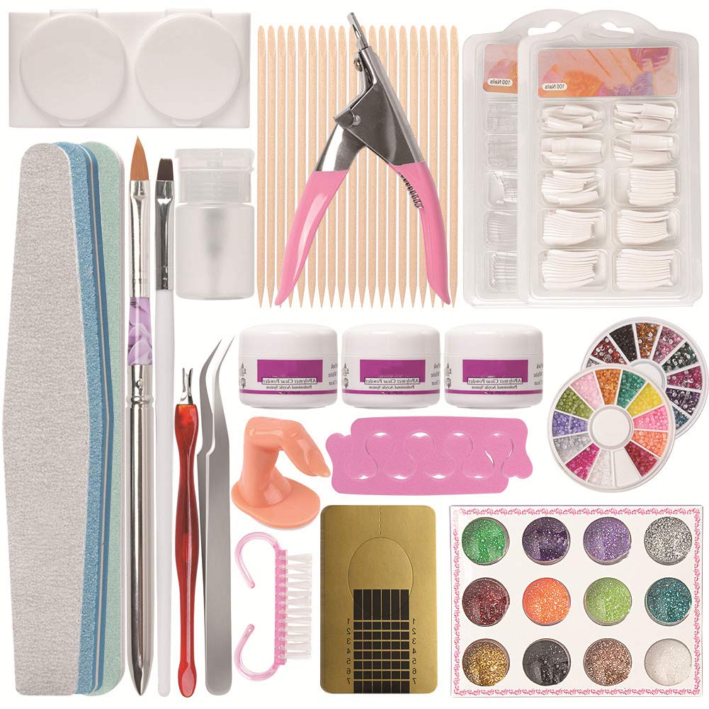 Manicura Kit Acrílico Brillo Polvo Decoración de Uñas 3D