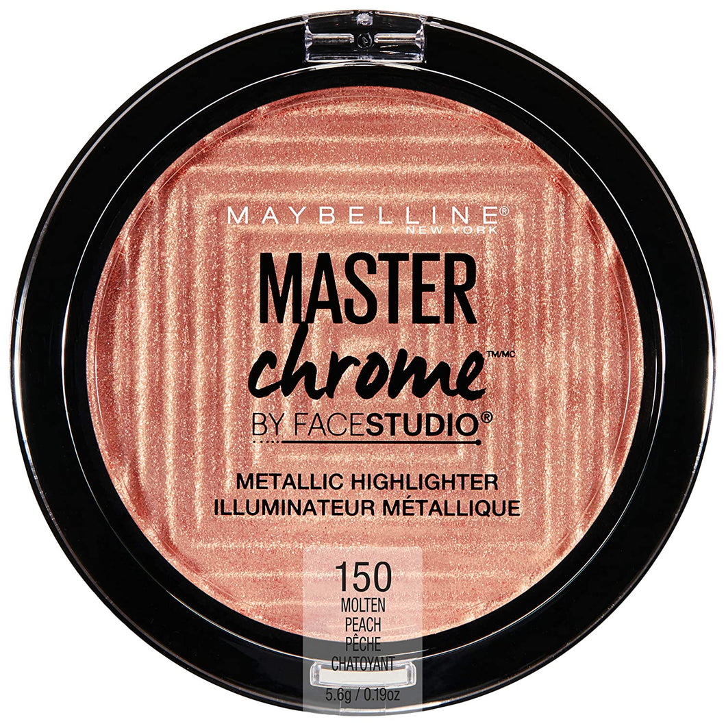 Maybelline Maquillaje de resaltador metálico cromado, #150 melocotón fundido