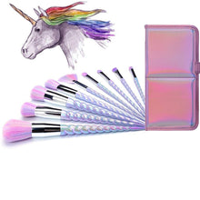 Cargar imagen en el visor de la galería, Juego de brochas de maquillaje estilo unicornio (10 piezas) NDP49
