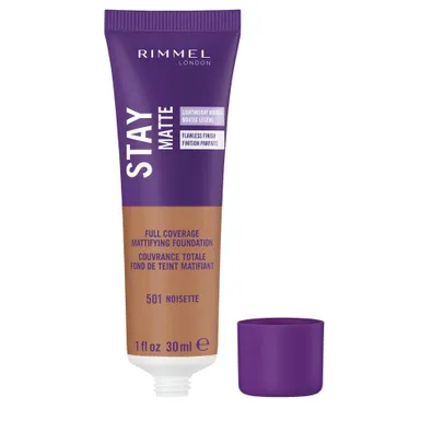 Base de maquillaje líquida Stay Matte de Rimmel London, Noisette 501