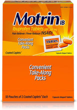 Cargar imagen en el visor de la galería, Ibuprofeno Motrin (50 paquetes de 2 cápsulas)

