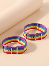 Cargar imagen en el visor de la galería, Pulsera con patrón de rayas arcoíris LGBT de 2 piezas
