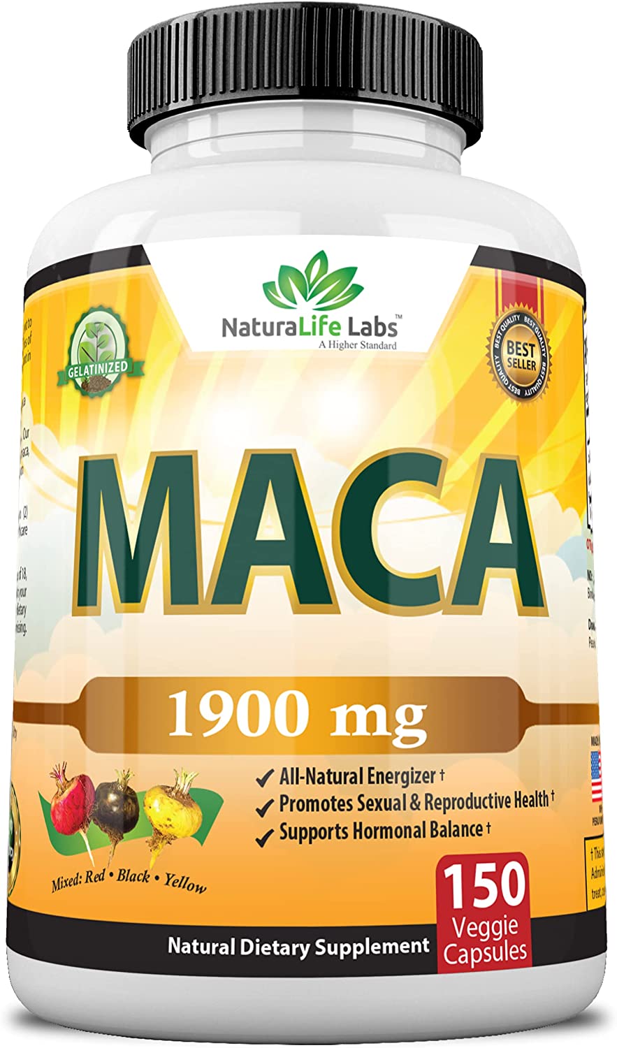 Cápsulas veganas de maca orgánicas negro, rojo, amarillo 150 cápsulas