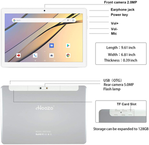 Tableta Android de 10 pulgadas, WiFi 5G, 16 GB, GMS, Android 8.1 Go, Cámara dual, Bluetooth, GPS - Plata