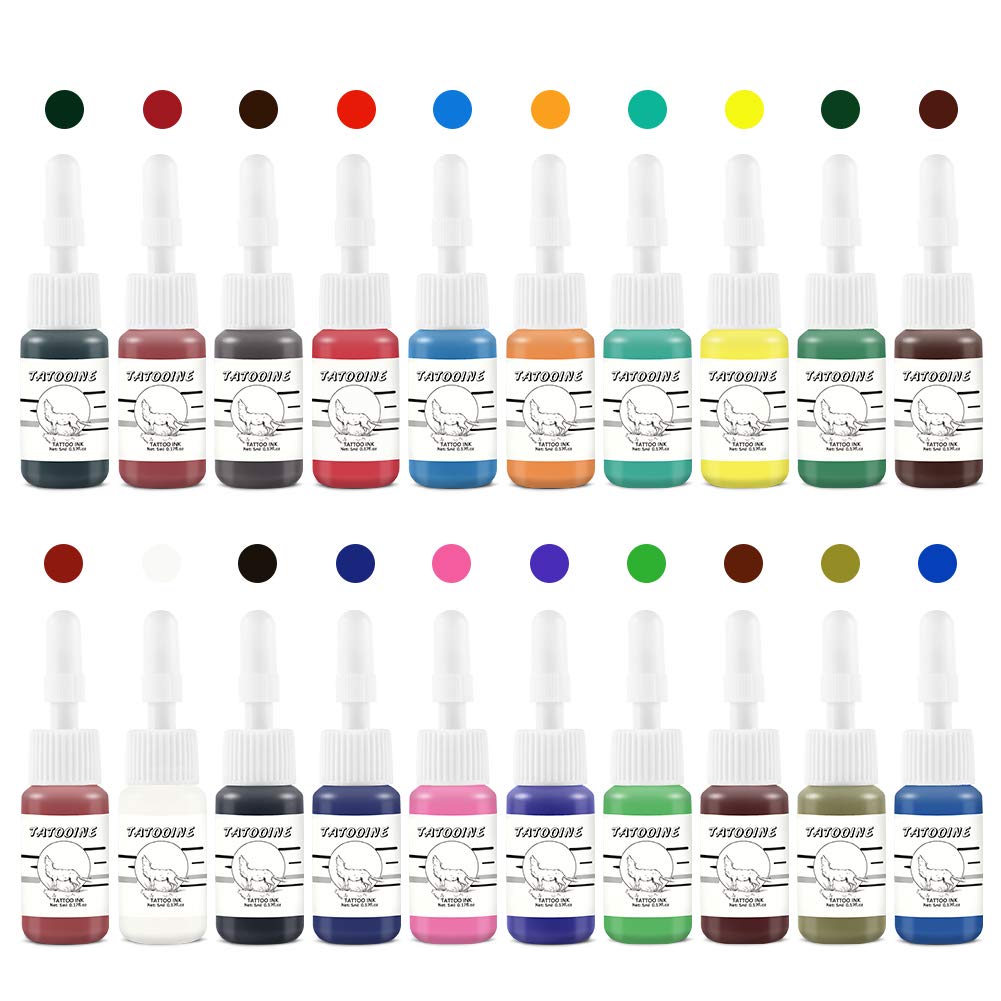 Juego de tinta de tatuaje, 20 colores, profesional, 0.2 fl oz NDP68