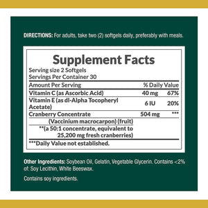 Concentrado de arándanos y vitamina C, 60 cápsulas