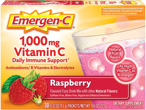 Mezcla para suplemento dietético bebible Emergen-C, 30 paquetes- Raspberry