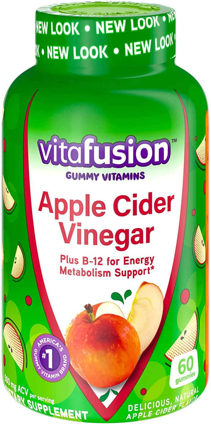 Vitafusion Vitaminas gomosas de vinagre de sidra de manzana, 500 mg, 60 unidades