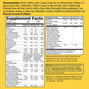 Multivitamina prémium masticable para niños, sin gluten, 120 tabletas