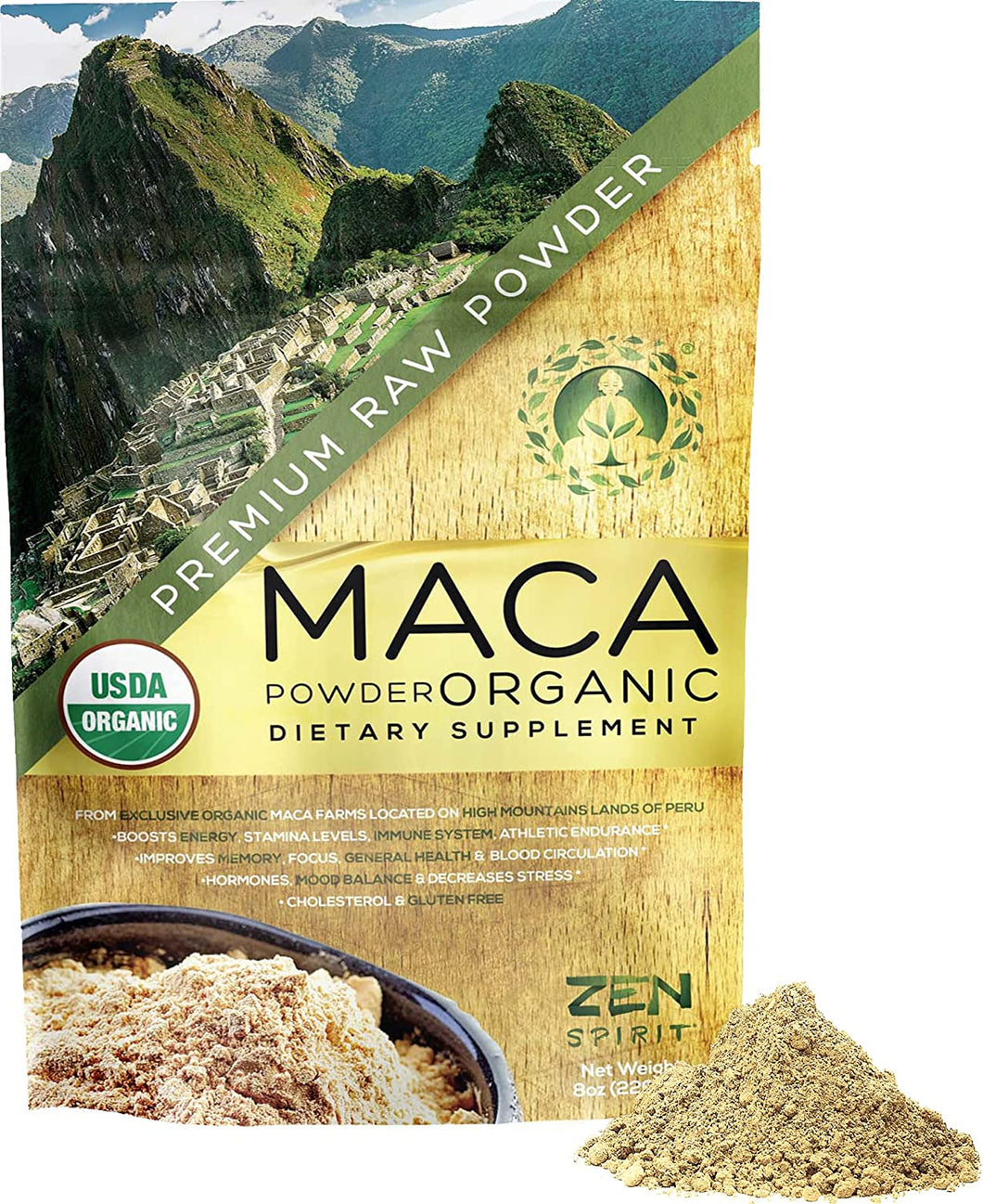 Polvo orgánico de raíz de maca 8 oz