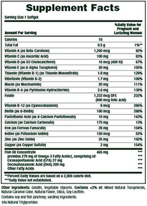 Multivitamínico prenatal con 200 mg de DHA, 60 unidades