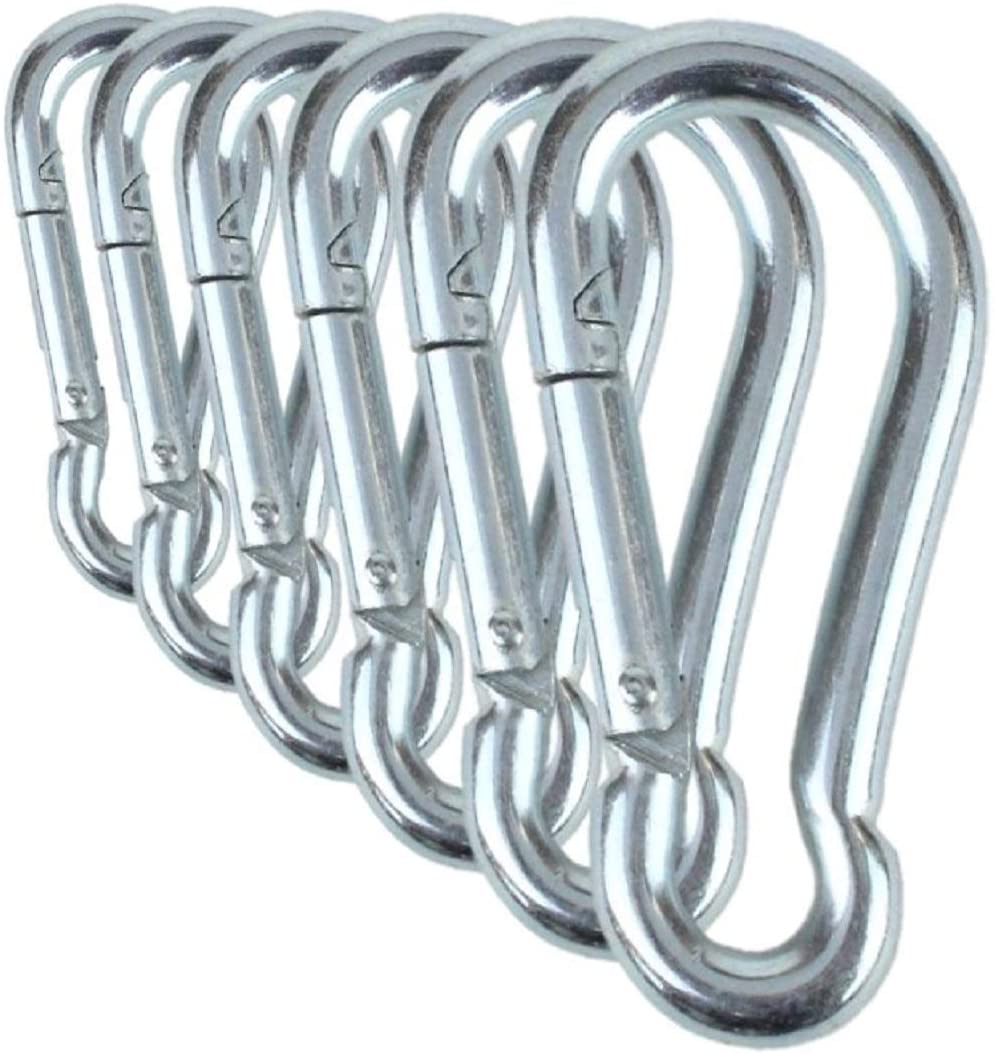 Mosquetón de acero galvanizado en zinc negro y plateado resistente 6 unidades  NDP 10
