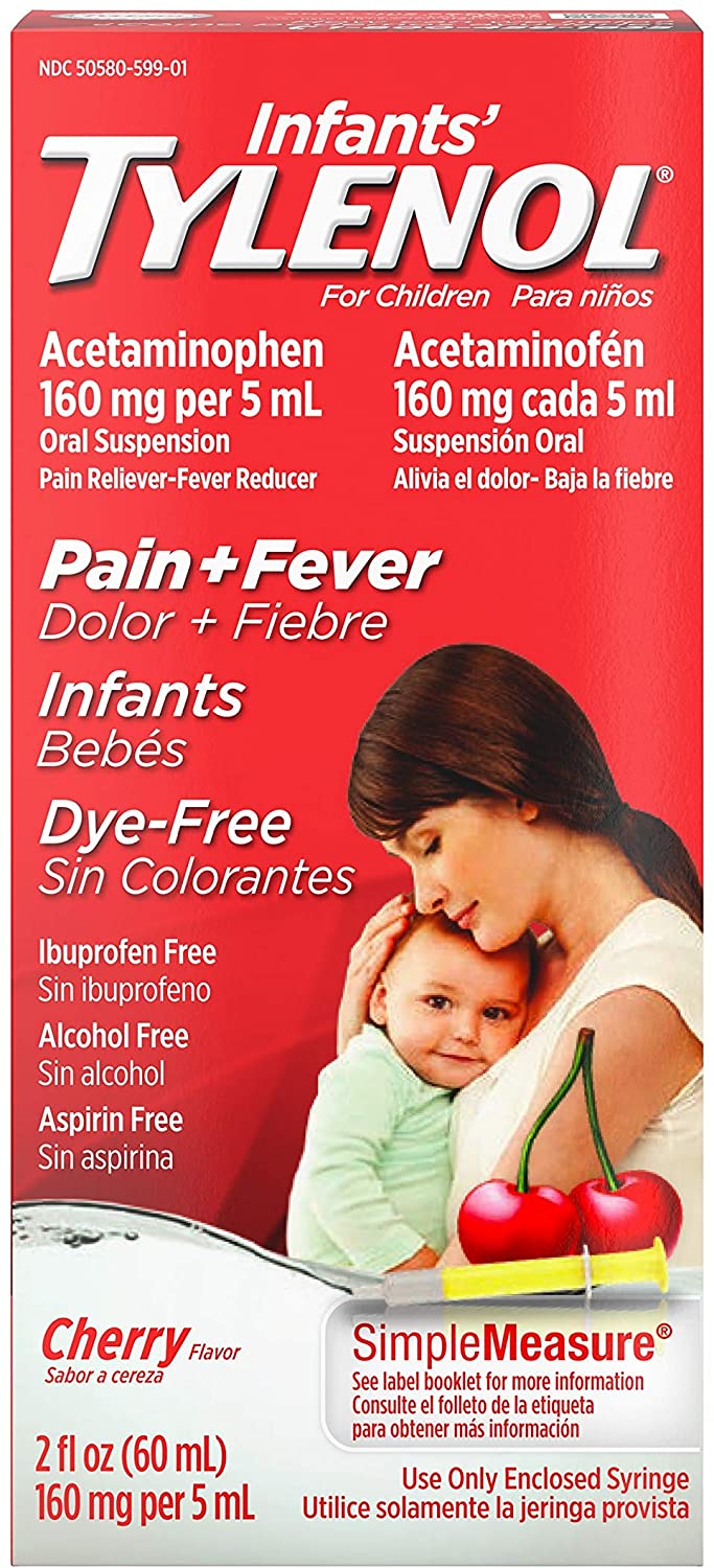 Tylenol para bebés con acetaminofeno, alivio del dolor y la fiebre, cereza, 2oz