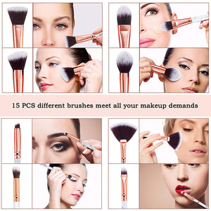 15 piezas de mármol set de brochas de maquillaje NDP41