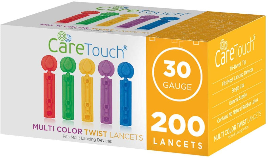 Care Touch Lancetas multicolores Twist Top 30 Calibre