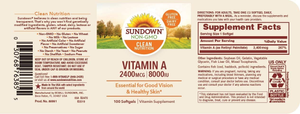 Vitamina A 2400 Mcg 8000 UI cápsulas blandas, 100 unidades