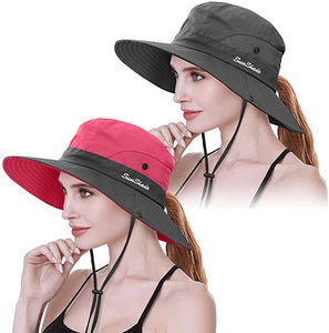 2 piezas para mujer de cola de caballo protección UV sombrero de sol  NDP27
