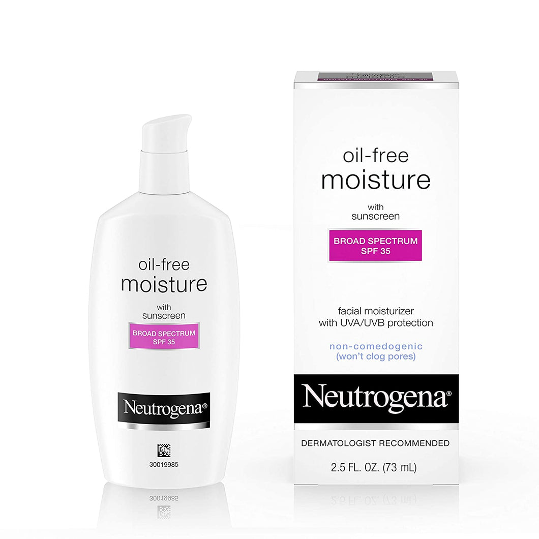 Neutrogena Crema hidratante facial y para el cuello de larga duración diaria sin aceite con protector solar SPF 35