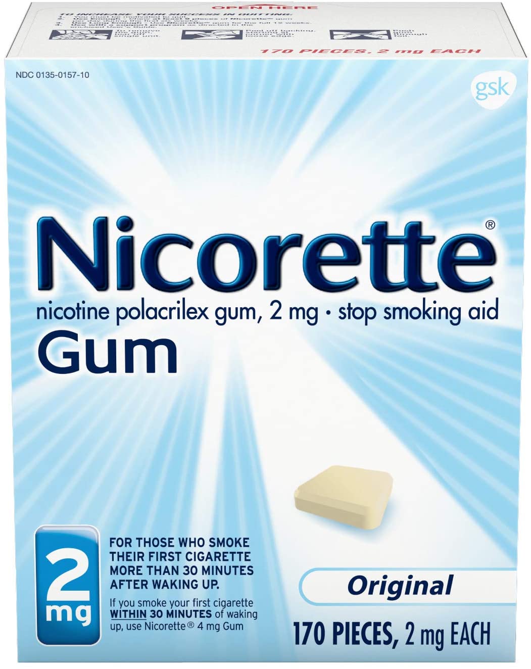 Goma de mascar Nicorette Original, 170 unidades