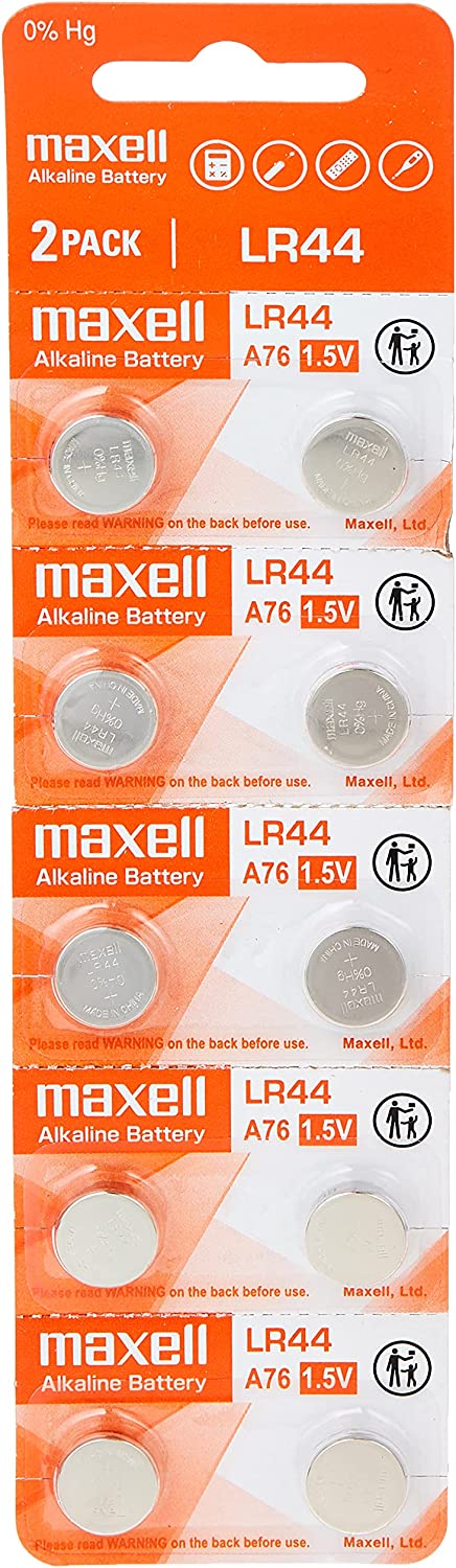 Baterías Maxell LR44 (A76), 10 unidades