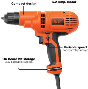 Taladro Black & Decker DR260C 5.2-Amp, 3/8 pulgadas  NDP-51