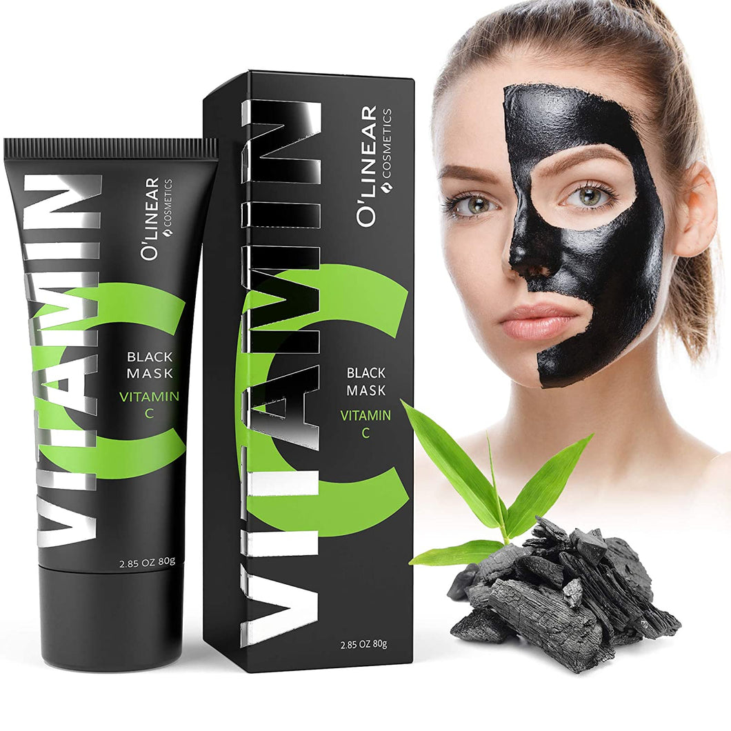 Mascarilla facial de carbón vegetal con bambú orgánico y vitamina C - Eliminador de espinillas