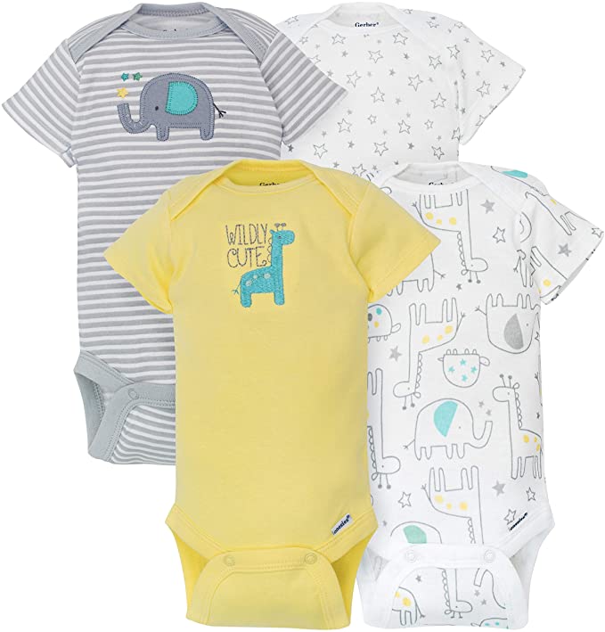 Body de manga corta para bebé (0-3 meses, 4 unidades)