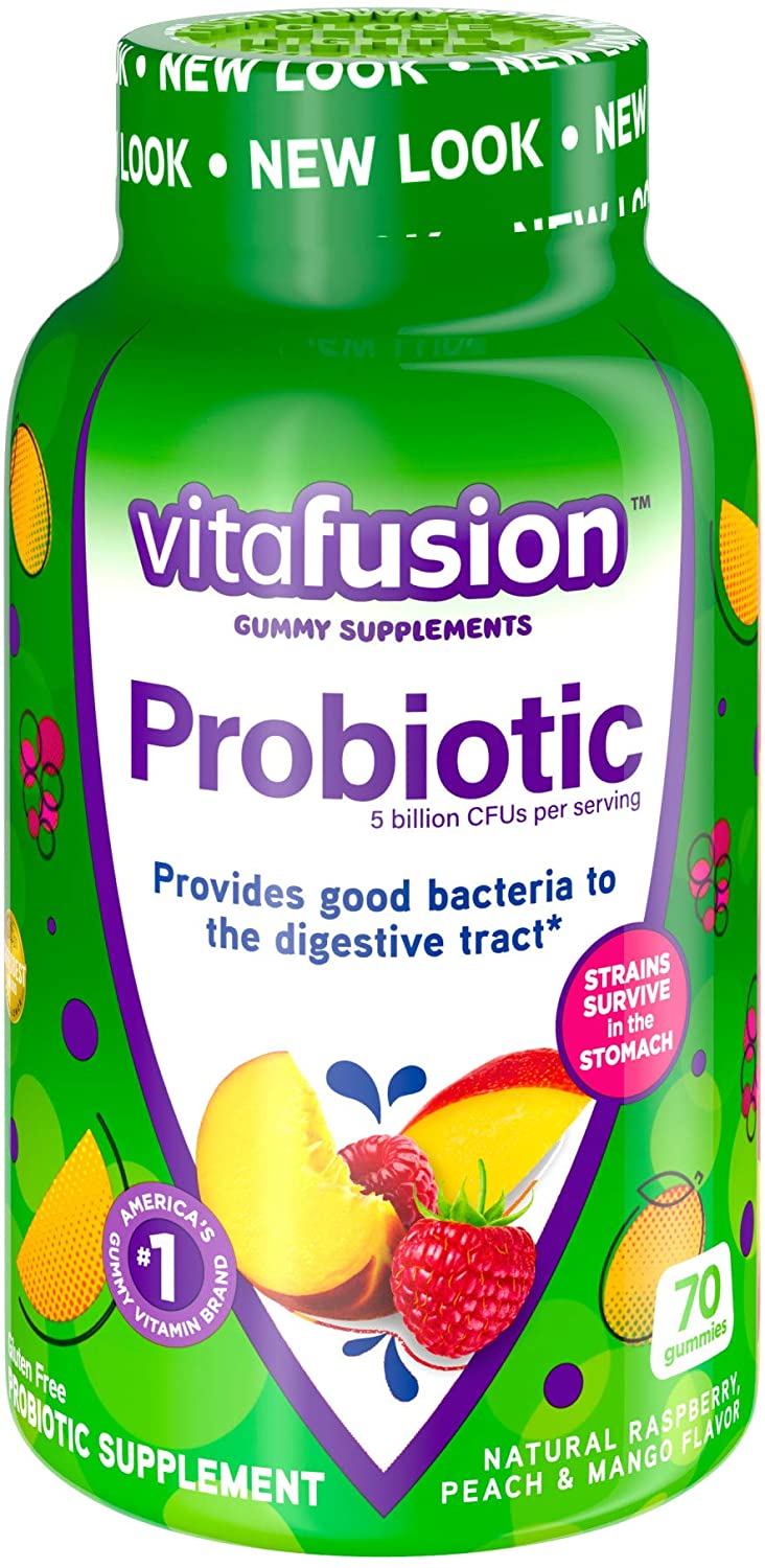Vitafusion Gomitas Probióticos para hombres y mujeres, frambuesa, 70 unidades