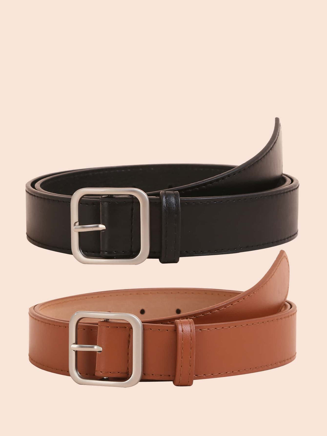 2pcs hombres cinturón de hebilla simple