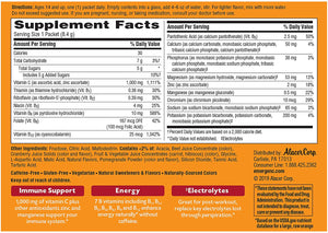 Mezcla para suplemento dietético bebible Emergen-C- 30 paquetes- Sabor: Granada, arándano