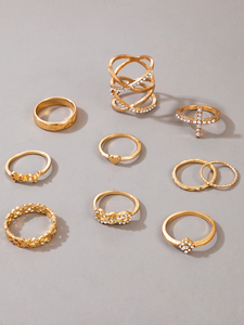 Anillo de decoración de diamantes de imitación de 10 piezas ✅